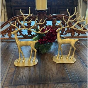 Pottery Barn Brass Merry Reindeer - Set of Two - NWT - Handcrafted